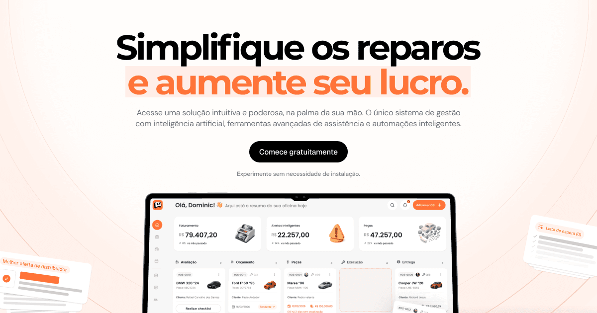 Painel de gestão de oficinas do RepareCar